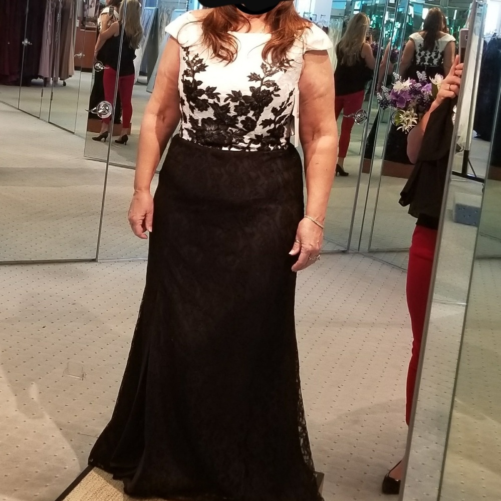 Black and white sequin formal dress